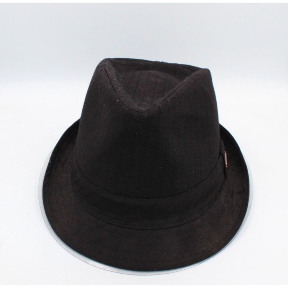 Sean John Men's Dark Gray Fedora Hat 100% Cotton with Ribbon Trim Size M/L